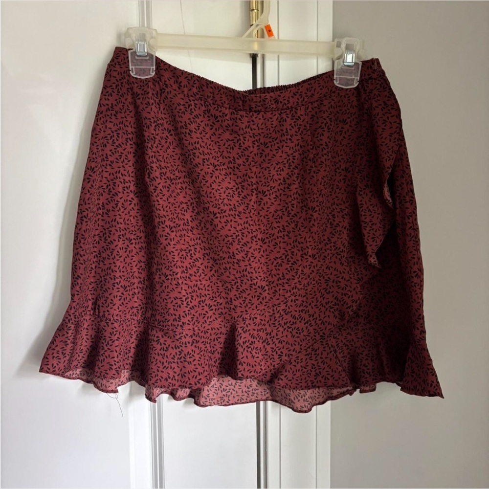 Printed ruffle mini skirt